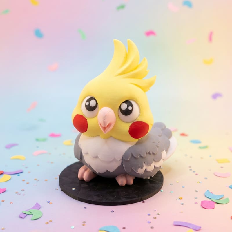Impresión 3D figura personalizada. Cacatúa-Ninfa.