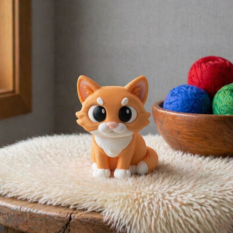 Figuras impresas 3D PERSONALIZADAS. Gato naranja. Con escena
