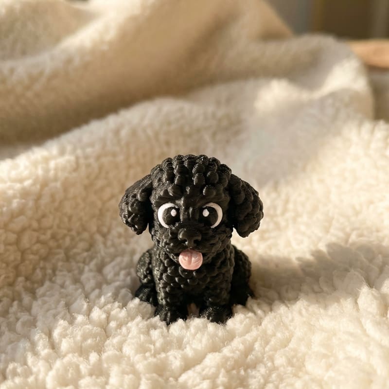 Figuras impresas 3D PERSONALIZADAS. Perro de agua negro. Con escena.